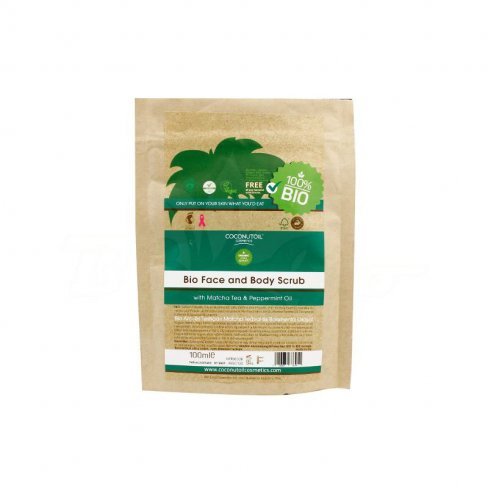Vásároljon Bio coconutoil arc és testradír matcha teával és borsmenta olajjal 100ml terméket - 3.025 Ft-ért