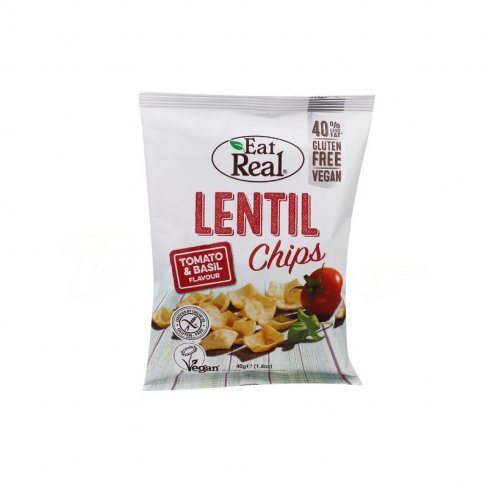 Vásároljon Eat real lencse chips paradicsom és bazsalikom ízű 40g terméket - 438 Ft-ért