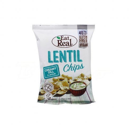 Vásároljon Eat real lencse chips tejszínes-kapros 40g terméket - 438 Ft-ért