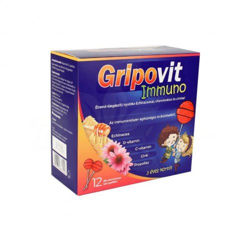 Vásároljon Gripovit immuno étrend-kiegészítő nyalóka ech.+vitaminok 12db terméket - 2.353 Ft-ért