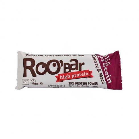 Vásároljon Roobar 100% raw bio high protein szelet cseresznye&maca por 60g terméket - 904 Ft-ért