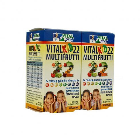 Vásároljon Vitalkid22 multifrutti 22 zöldség és gyümölcs kivonat multivitamin kapszula gyerek 60db+60db terméket - 5.579 Ft-ért