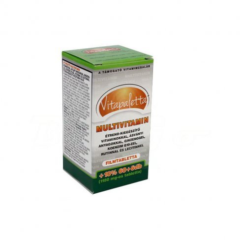 Vásároljon Vitapaletta multivitamin vitaminokkal ásványi anyagokkal ginzenggel koenzim q10-zel 66db terméket - 3.407 Ft-ért