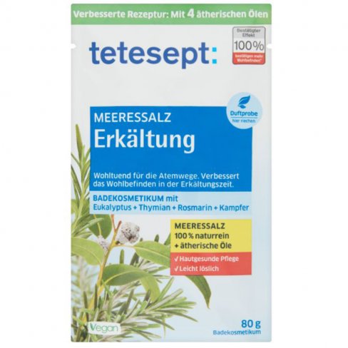 TETESEPT FÜRDŐSÓ EGY FÜRDÉSHEZ JAVÍTJA A KÖZÉRZETET MEGFÁZÁS ESETÉN 80G