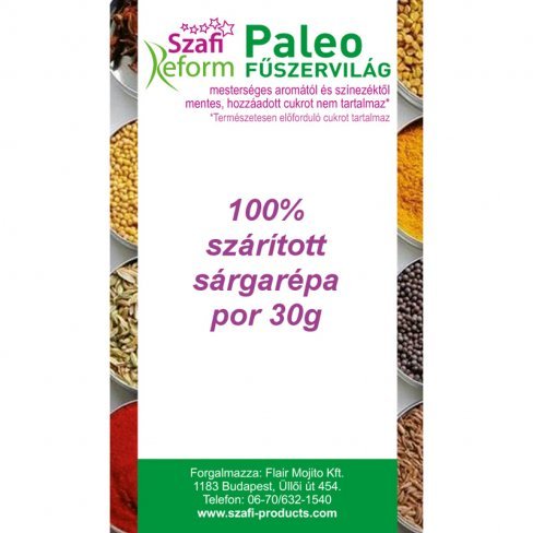 Vásároljon Szafi reform termékcsalád paleo 100% szárított sárgarépa por 30g terméket - 272 Ft-ért