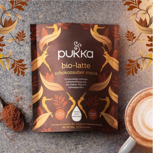 Vásároljon Pukka organic latte cacao maca magic gyögynövény italpor 90 g terméket - 3.418 Ft-ért