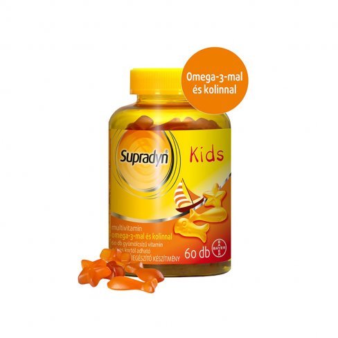 Vásároljon Supradyn kids vitaminokat omega-3-zsírsavat és kolint tartalmazó 60db terméket - 6.452 Ft-ért